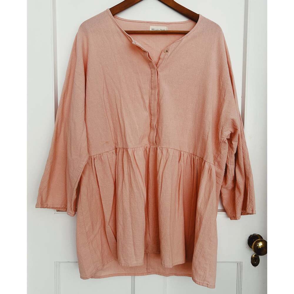 Women's Belle Zeke Salmon Pink Tunic with Gathered Waist Size L
